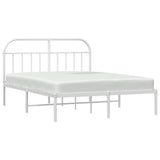 NNEVL Metal Bed Frame with Headboard White 183x203 cm King