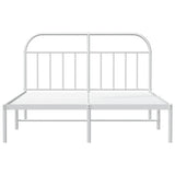 NNEVL Metal Bed Frame with Headboard White 183x203 cm King