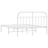 NNEVL Metal Bed Frame with Headboard White 183x203 cm King