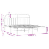 NNEVL Metal Bed Frame with Headboard White 183x203 cm King