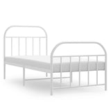 NNEVL Metal Bed Frame with Headboard and Footboard White 92x187 cm Single