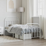 NNEVL Metal Bed Frame with Headboard and Footboard White 92x187 cm Single