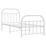 NNEVL Metal Bed Frame with Headboard and Footboard White 92x187 cm Single