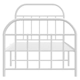 NNEVL Metal Bed Frame with Headboard and Footboard White 92x187 cm Single