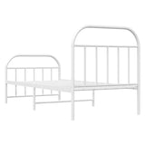 NNEVL Metal Bed Frame with Headboard and Footboard White 92x187 cm Single