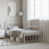 NNEVL Metal Bed Frame with Headboard and Footboard White 92x187 cm Single