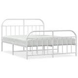NNEVL Metal Bed Frame with Headboard and Footboard White 153x203 cm Queen