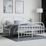 NNEVL Metal Bed Frame with Headboard and Footboard White 153x203 cm Queen