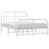 NNEVL Metal Bed Frame with Headboard and Footboard White 153x203 cm Queen