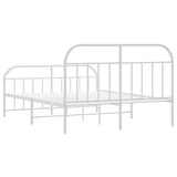 NNEVL Metal Bed Frame with Headboard and Footboard White 153x203 cm Queen