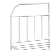NNEVL Metal Bed Frame with Headboard and Footboard White 153x203 cm Queen