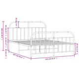 NNEVL Metal Bed Frame with Headboard and Footboard White 153x203 cm Queen