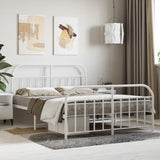 NNEVL Metal Bed Frame with Headboard and Footboard White 153x203 cm Queen