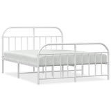 NNEVL Metal Bed Frame with Headboard and Footboard White 183x203 cm King