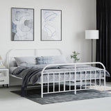 NNEVL Metal Bed Frame with Headboard and Footboard White 183x203 cm King