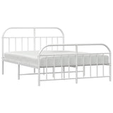 NNEVL Metal Bed Frame with Headboard and Footboard White 183x203 cm King