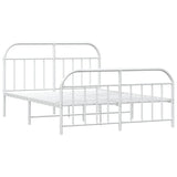 NNEVL Metal Bed Frame with Headboard and Footboard White 183x203 cm King