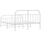 NNEVL Metal Bed Frame with Headboard and Footboard White 183x203 cm King