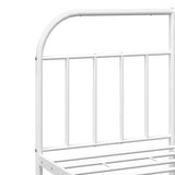 NNEVL Metal Bed Frame with Headboard and Footboard White 183x203 cm King