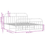 NNEVL Metal Bed Frame with Headboard and Footboard White 183x203 cm King