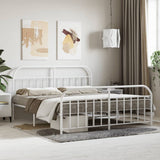 NNEVL Metal Bed Frame with Headboard and Footboard White 183x203 cm King