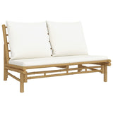 NNEVL Garden Bench with Cream White Cushions Bamboo