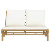 NNEVL Garden Bench with Cream White Cushions Bamboo