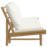 NNEVL Garden Bench with Cream White Cushions Bamboo