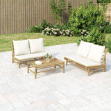 NNEVL Garden Bench with Cream White Cushions Bamboo