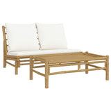 NNEVL 2 Piece Garden Lounge Set with Cream White Cushions Bamboo