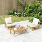 NNEVL Garden Chairs 2 pcs with Cream White Cushions Bamboo