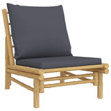 NNEVL Garden Chairs 2 pcs with Dark Grey Cushions Bamboo