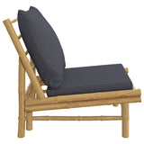 NNEVL Garden Chairs 2 pcs with Dark Grey Cushions Bamboo