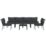 NNEVL 7 Piece Garden Lounge Set with Grey Cushions Steel