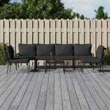 NNEVL 7 Piece Garden Lounge Set with Grey Cushions Steel
