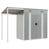 NNEVL Garden Shed with Extended Roof Light Grey 277x110.5x181 cm Steel