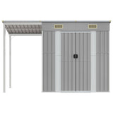 NNEVL Garden Shed with Extended Roof Light Grey 277x110.5x181 cm Steel
