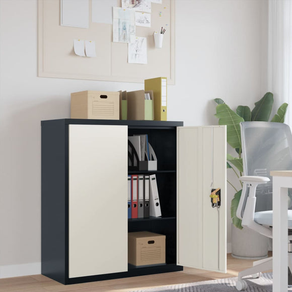 NNEVL File Cabinet Anthracite and White 90x40x105 cm Steel