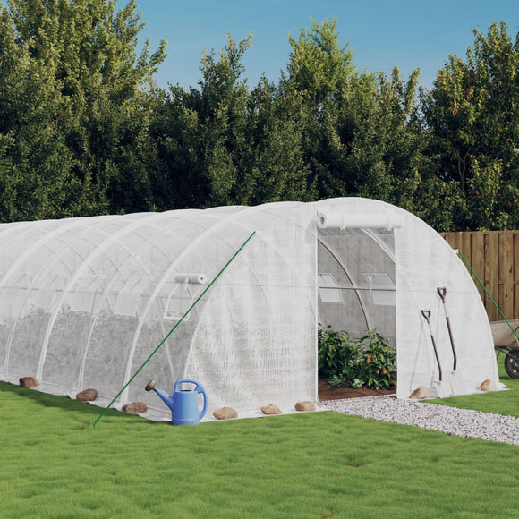 NNEVL Greenhouse with Steel Frame White 24 m² 6x4x2 m