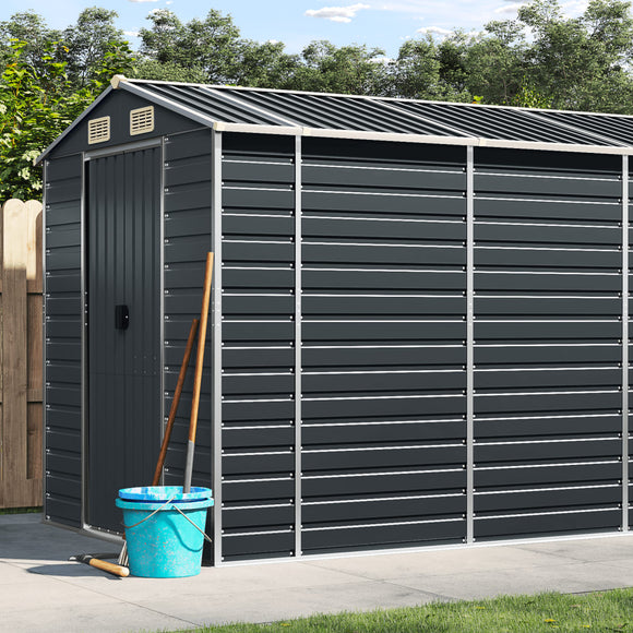 NNEVL Garden Shed Anthracite 191x725x198 cm Galvanised Steel