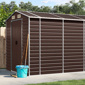 NNEVL Garden Shed Brown 191x725x198 cm Galvanised Steel
