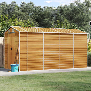 NNEVL Garden Shed Light Brown 191x385x198 cm Galvanised Steel