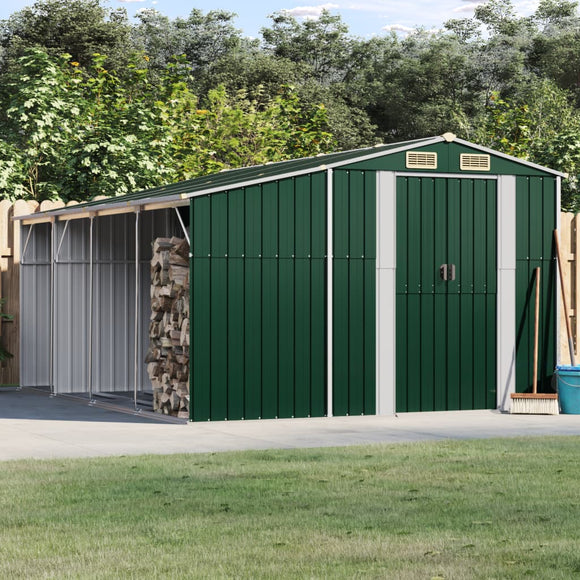 NNEVL Garden Shed Green 277x365.5x179 cm Galvanised Steel