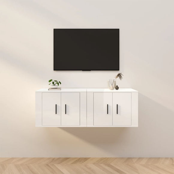 NNEVL Wall-mounted TV Cabinets 2 pcs High Gloss White 57x34.5x40 cm