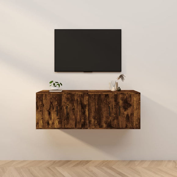 NNEVL Wall-mounted TV Cabinets 2 pcs Smoked Oak 57x34.5x40 cm