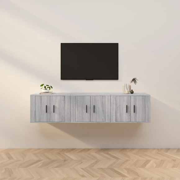 NNEVL Wall-mounted TV Cabinets 3 pcs Grey Sonoma 57x34.5x40 cm