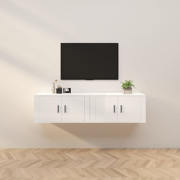 NNEVL Wall-mounted TV Cabinets 2 pcs High Gloss White 80x34.5x40 cm