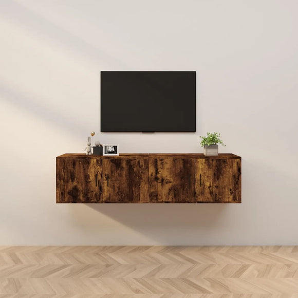 NNEVL Wall-mounted TV Cabinets 2 pcs Smoked Oak 80x34.5x40 cm