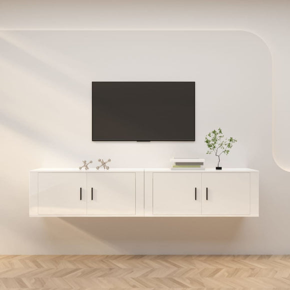 NNEVL Wall-mounted TV Cabinets 2 pcs High Gloss White 100x34.5x40 cm
