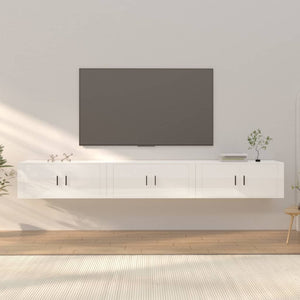NNEVL Wall-mounted TV Cabinets 3 pcs High Gloss White 100x34.5x40 cm